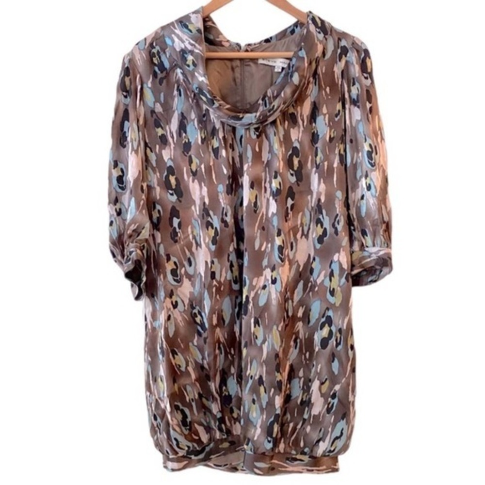 STEVEN MADDEN Silk Cowl Neck Abstract Dress